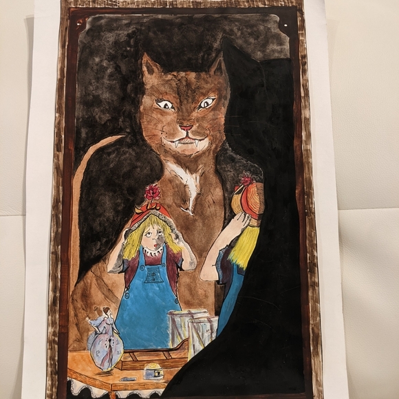 ORIGINAL HANDPAINTED WATERCOLOR "Mirror image" - Picture 8 of 8